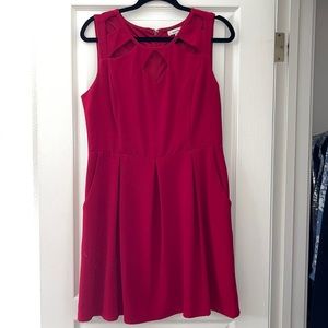 Red A-Line Dress with Pockets